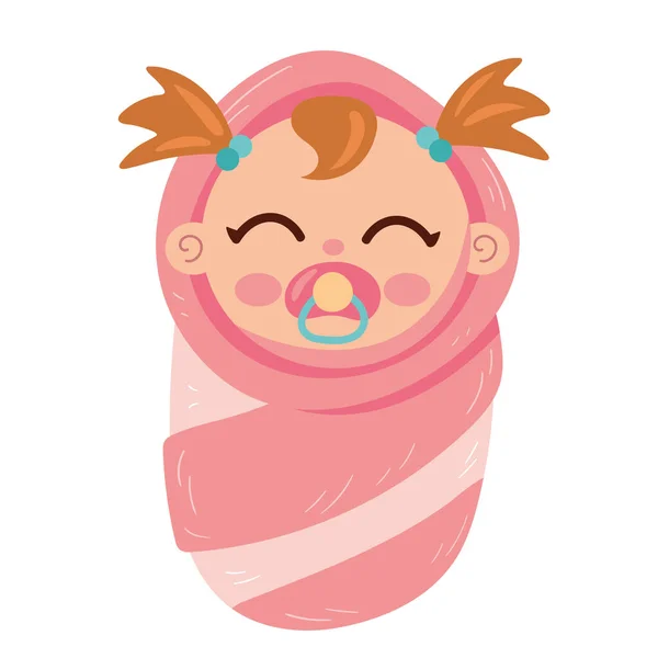 Little Baby Girl Sleeping Character — Stock Vector