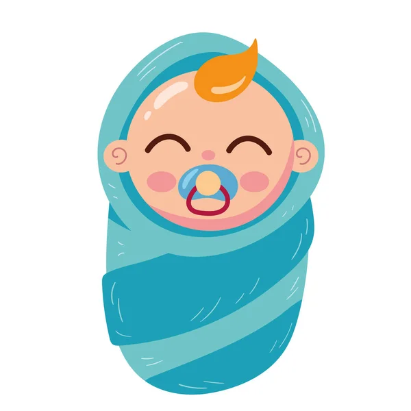 Jongen Baby Slapen Schattig Karakter — Stockvector