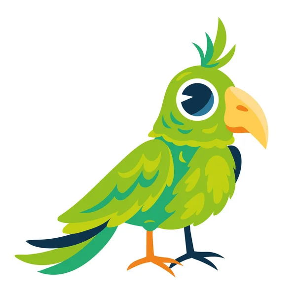 Roztomilý Zelený Papoušek Pet Znak — Stockový vektor