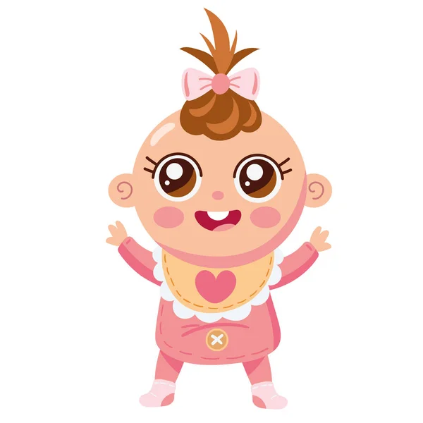 小さな幸せな女の子のキャラクター — ストックベクタ