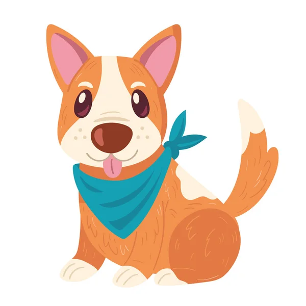 Cute Dog Kerchief Character — Stock Vector