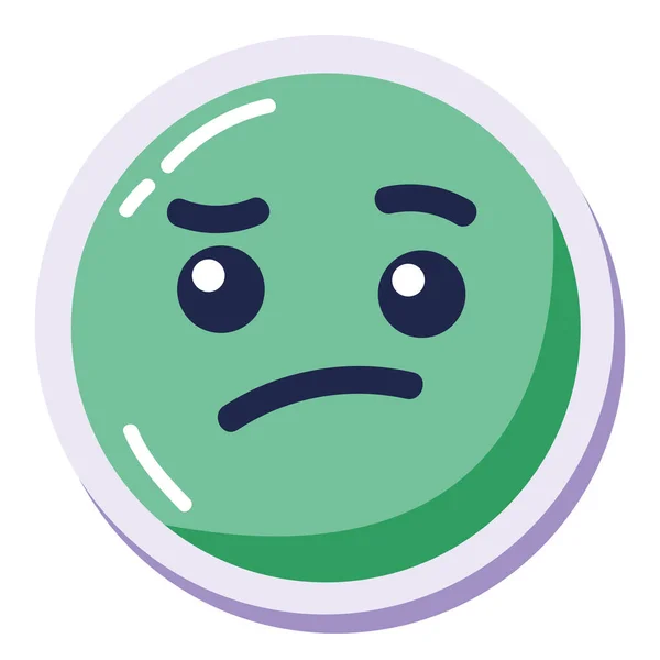 Karakter Komik Hijau Emoji Tidak Nyaman - Stok Vektor