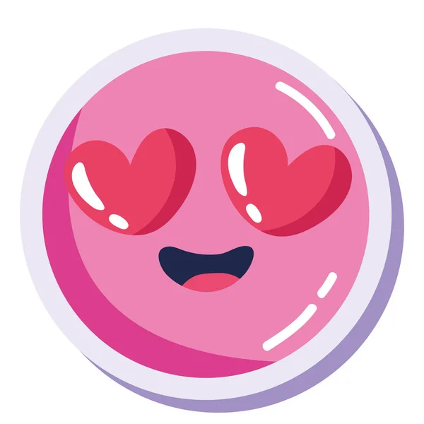 Encantador Personaje Cómic Rosa Emoji — Vector de stock