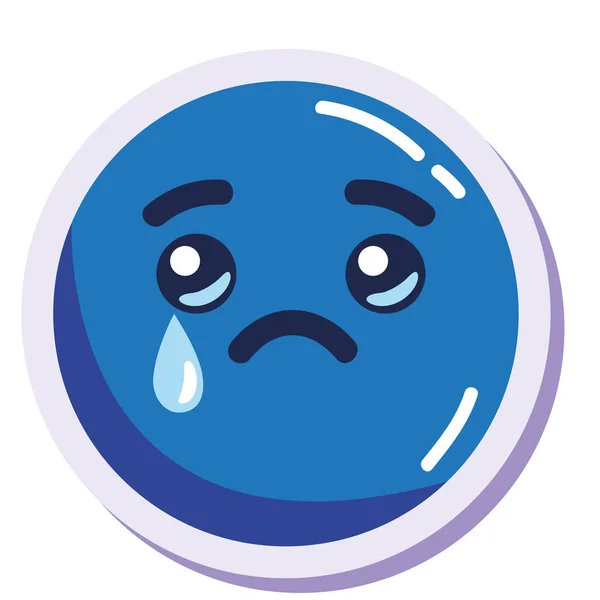 Triste Emoji Cor Azul Personagem —  Vetores de Stock
