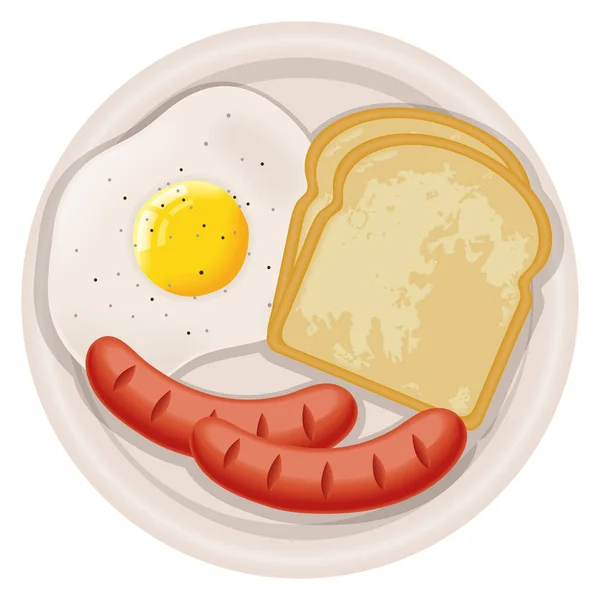 Oeuf Frit Saucisse Petit Déjeuner — Image vectorielle