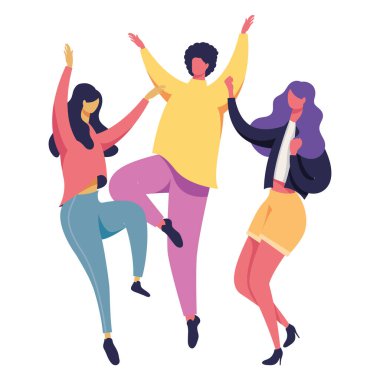 Karakter grubunu kutlayan gençler