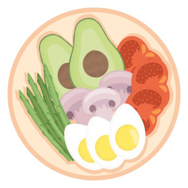 Yumurtalar kaynamış, sebzeler sağlıklı.