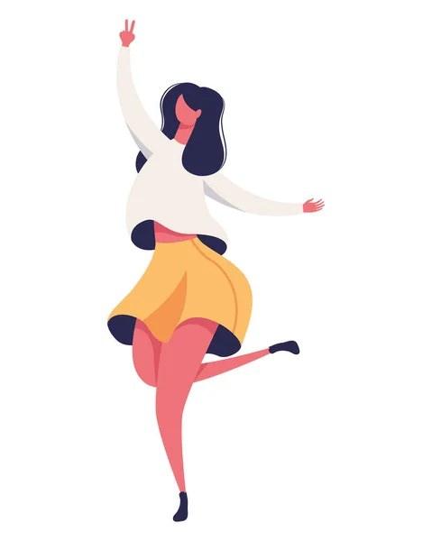 Femme Dansant Avec Jupe Personnage — Image vectorielle