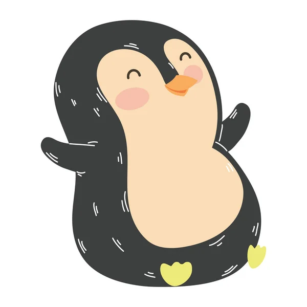Söt Liten Pingvin Djur Barndom Karaktär — Stock vektor