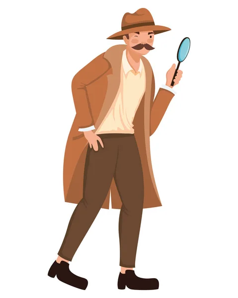 stock vector detective spying with magnifying character