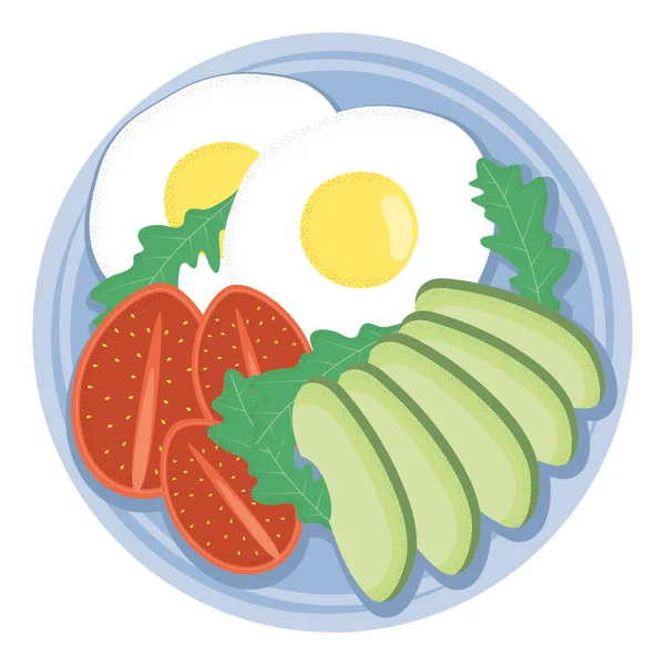 蔬菜和蛋类煮熟健康食品 — 图库矢量图片