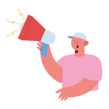man with megaphone device character