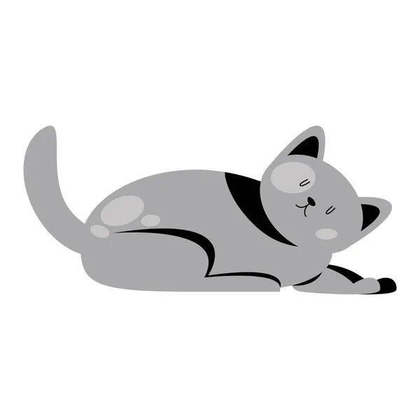 Roztomilý Šedá Kočka Ležící Kočičí Charakter — Stockový vektor