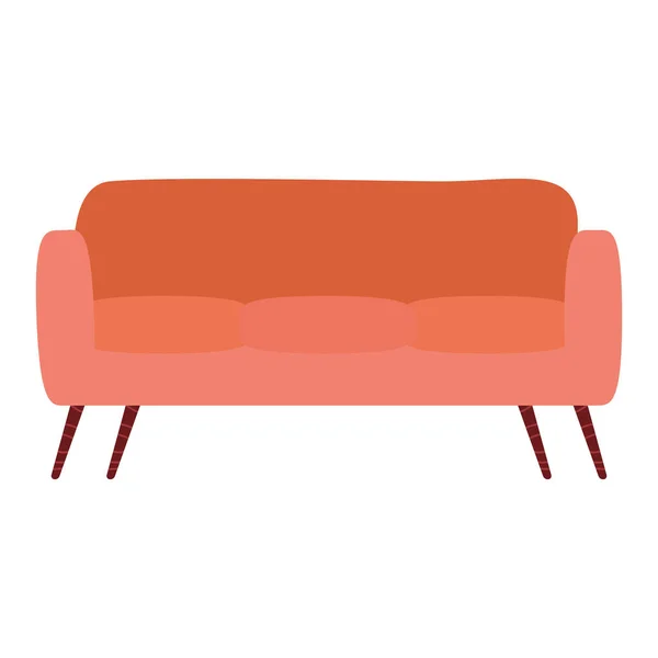 赤いソファリビングルームの家具のアイコン — ストックベクタ