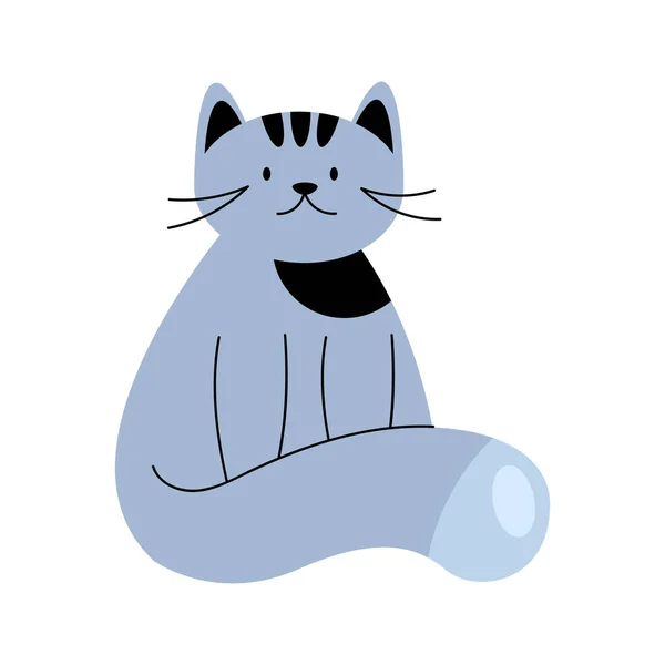 Niedliche Kleine Katze Blaue Katze Charakter — Stockvektor