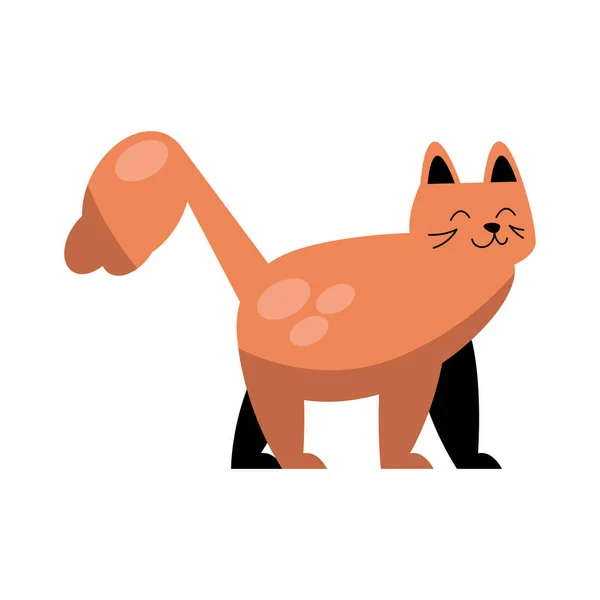 Cute Orange Cat Walking Character — Stock Vector