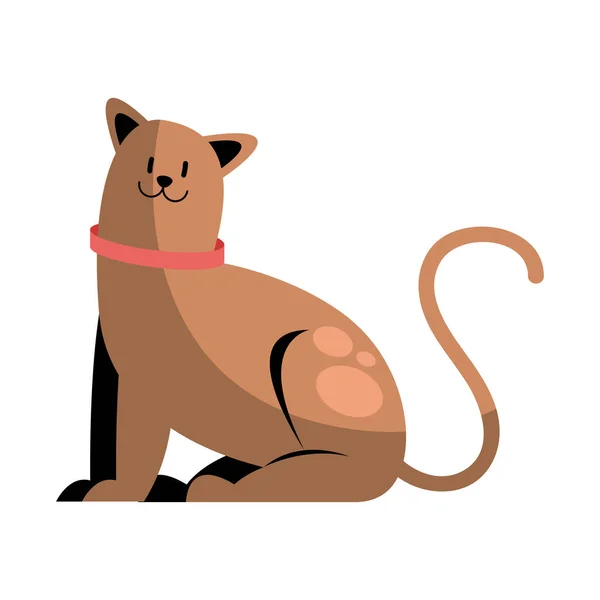 Şirin Kahverengi Kedi Oturan Kedi Karakteri — Stok Vektör