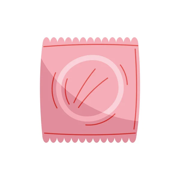 Pembe Paket Simgesinde Prezervatif — Stok Vektör