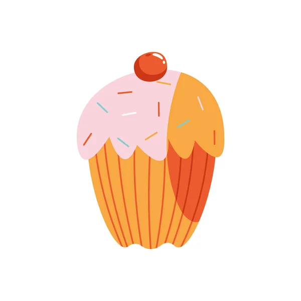 Söt Cupcake Med Körsbär Produkt — Stock vektor
