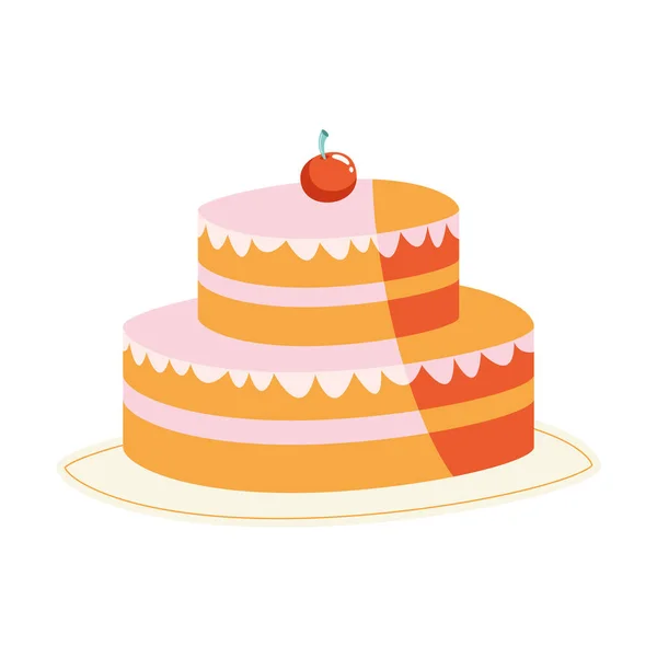 甜蛋糕与樱桃糕点产品 — 图库矢量图片