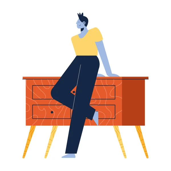 Mann Posiert Schubladenfigur — Stockvektor