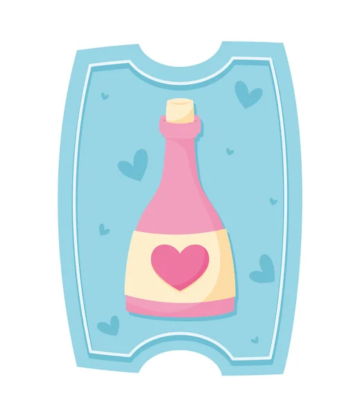 Cupón Amor Con Icono Botella Vino — Vector de stock