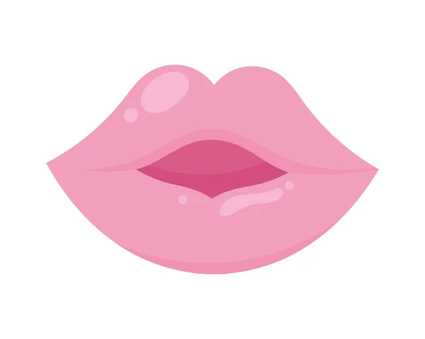Female Pink Lips Kissing Icon — Stock Vector