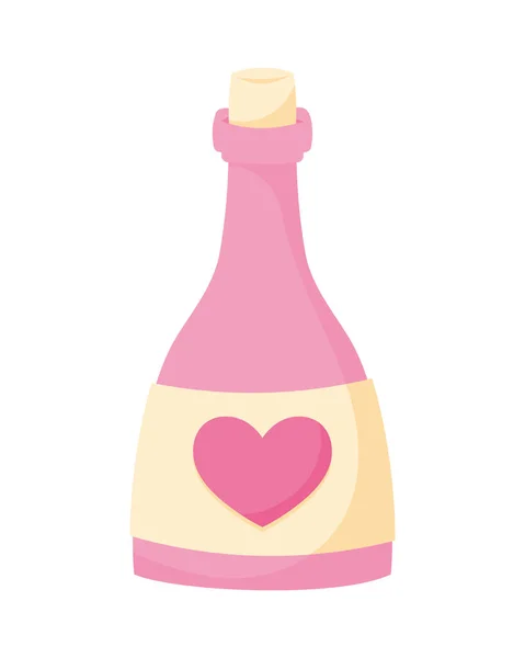 Corazón Amor Vino Botella Icono — Vector de stock