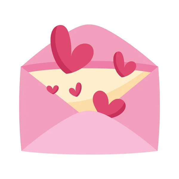 Hearts Love Envelope Icon — Stock Vector