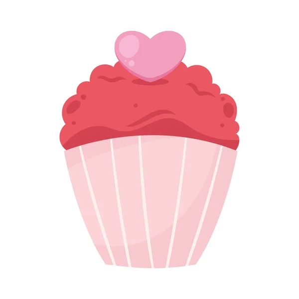 Hjärta Kärlek Cupcake Ikon — Stock vektor