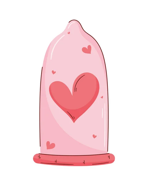 Condom Heart Rubber Icon — Stock Vector