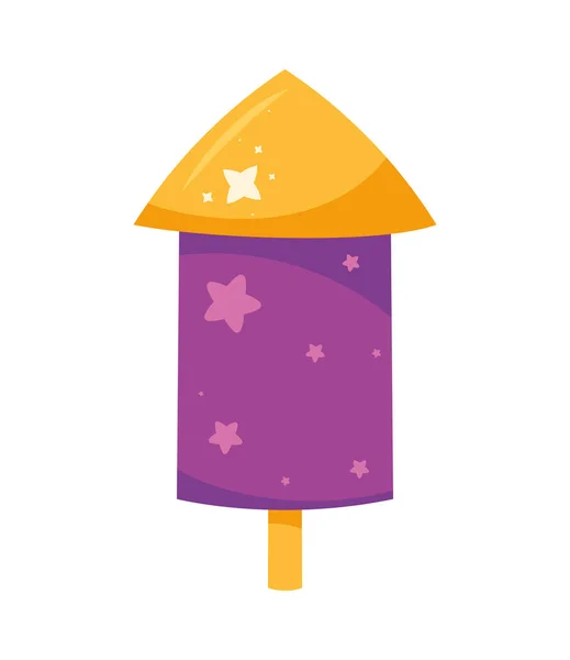 Purple Rocket Firework Celebration Icon — Stock Vector