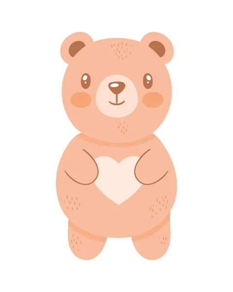 Niedlichen Braunen Bären Teddy Symbol — Stockvektor
