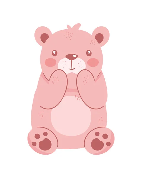 Bonito Rosa Urso Ursinho Ícone —  Vetores de Stock