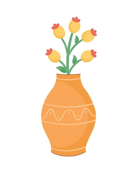 花瓶の装飾の黄色の花 — ストックベクタ