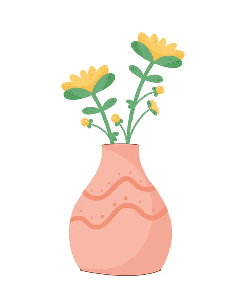 Flowers Pink Vase Decoration — Stock Vector