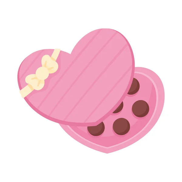 Kalp Kutusu Simgesinde Çikolatalar — Stok Vektör