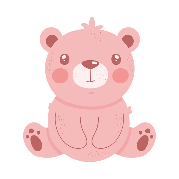 Bonito Rosa Urso Sentado Ícone —  Vetores de Stock