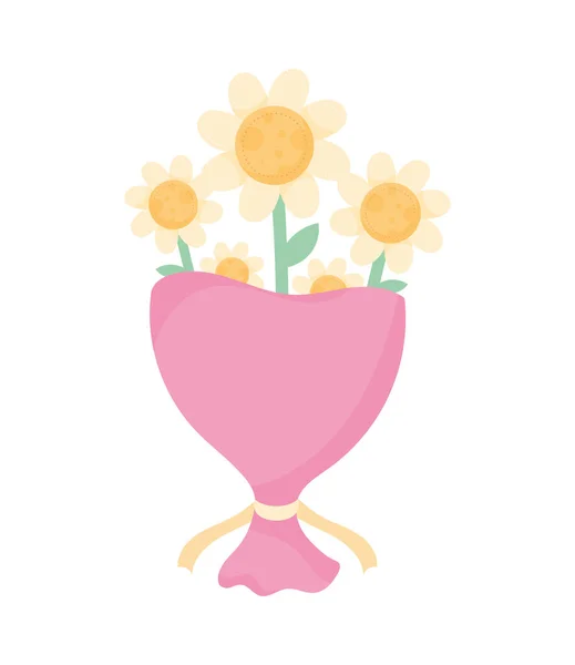 Blommor Bukett Romantisk Nuvarande Ikon — Stock vektor