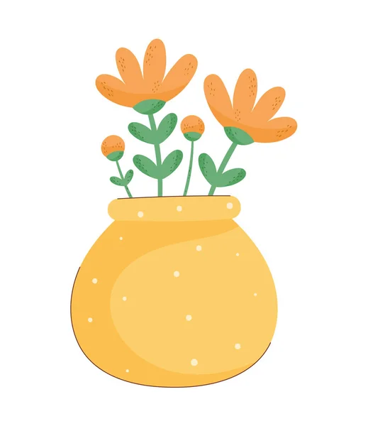 Orange Flowers Vase Decoration — Stock Vector