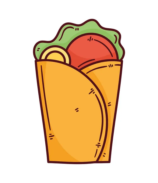 Ícone Fast Food Burrito Mexicano — Vetor de Stock