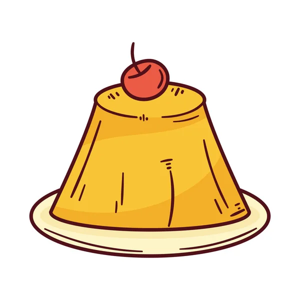 Сладкий Пудинг Ягодным Десертом — стоковый вектор