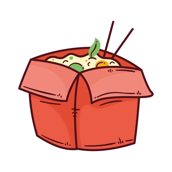 Riz Chinois Boîte Icône Nourriture — Image vectorielle