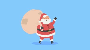 Hediye çantası animasyonlu Noel Baba, 4k video animasyonu