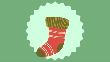 Mutlu Noeller çorap dekorasyonu animasyonu, 4k video animasyonu