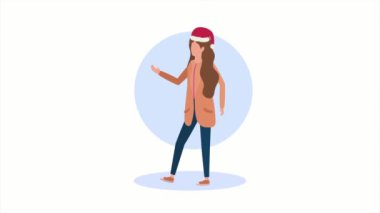 Noel karakteri animasyonunu kutlayan kişi, 4k video animasyonu