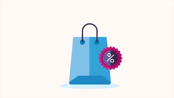 Shopping Bag Percent Tag Video Animated — Stock Video