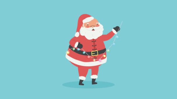 Санта Клаус Анимацией Лампочек Видео Анимировано — стоковое видео