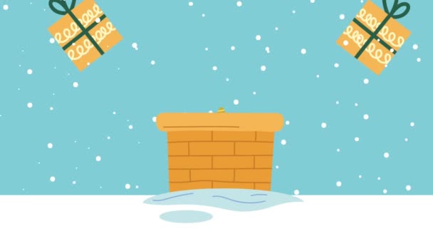 Feliz Navidad Regalos Animación Chimenea Video Animado — Vídeo de stock