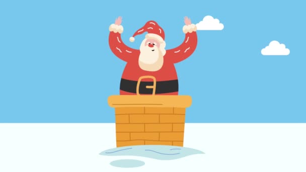 Święty Mikołaj Animacji Świątecznej Komina Animacja Wideo — Wideo stockowe